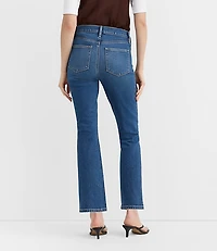 Rivete Short Welt Pocket High Rise Kick Crop Jeans Mid Wash