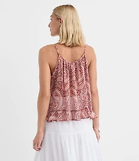 Petite Paisley Keyhole Ruffle Hem Cami