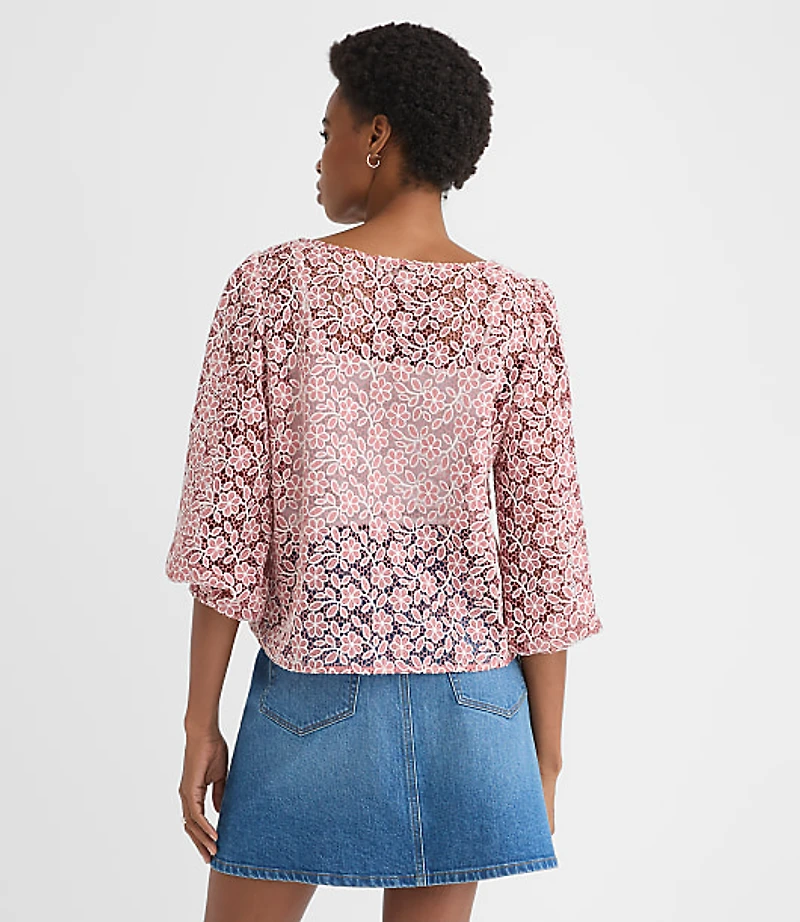 Floral Lace Boatneck Blouse