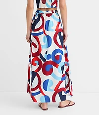 LOFT Beach Swirl Poplin Maxi Pocket Skirt