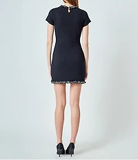 English Factory Jewel Trim Knit Mini Dress