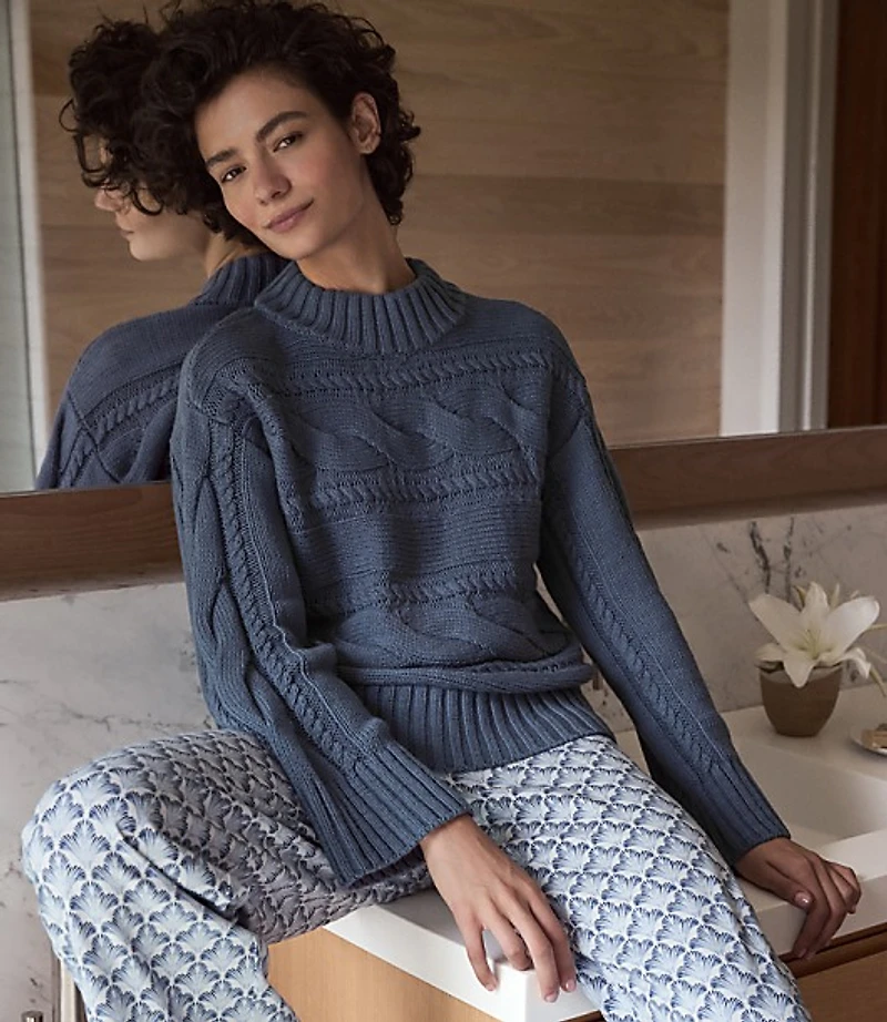 Haven Well Within Cotton Blend Horizontal Cable Sweater