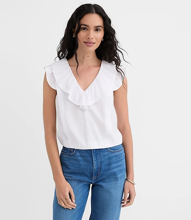 Petite Ruffle V-Neck Top