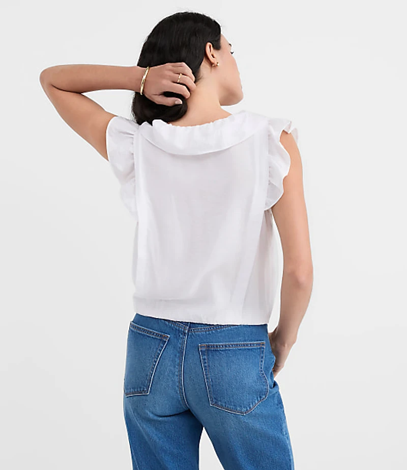 Petite Ruffle V-Neck Top