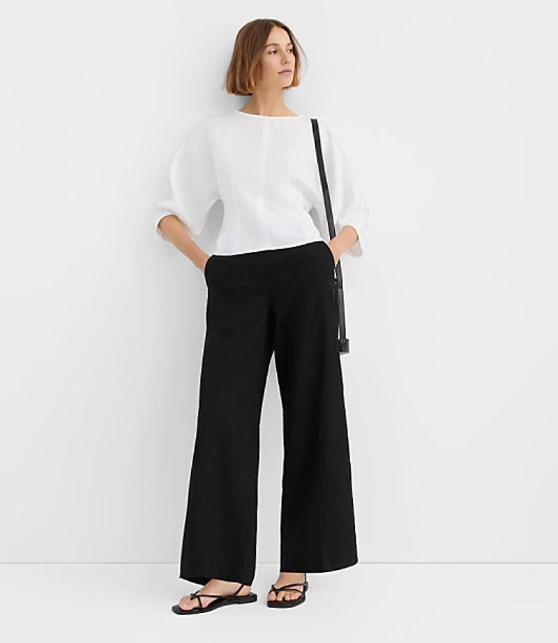 Petite Seamed Linen Blend Blouse