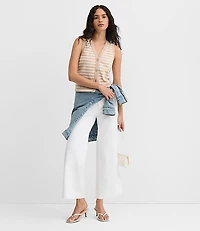 Petite Striped V-Neck Cardigan Tank Top