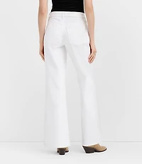 Rivete Petite Curvy Mid Rise Wide Leg Jeans White