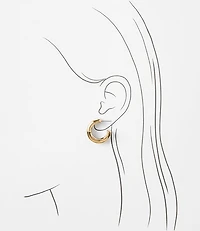 Mixed Metal Puffy Hoop Earrings