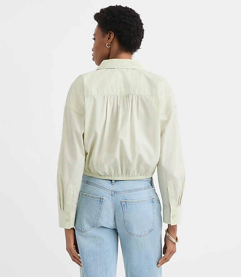 Petite Poplin Tie Front Everyday Shirt