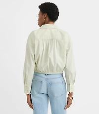 Petite Poplin Tie Front Everyday Shirt