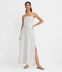LOFT Beach Striped Seersucker Crisscross Back Maxi Dress