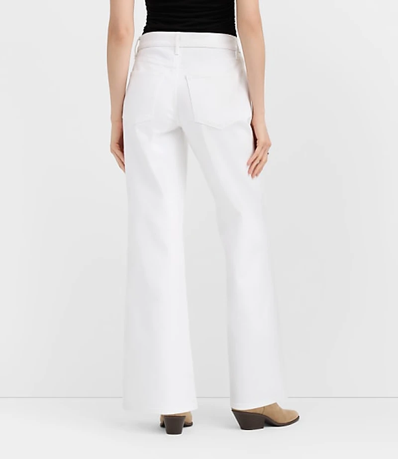 Rivete Curvy Mid Rise Wide Leg Jeans White