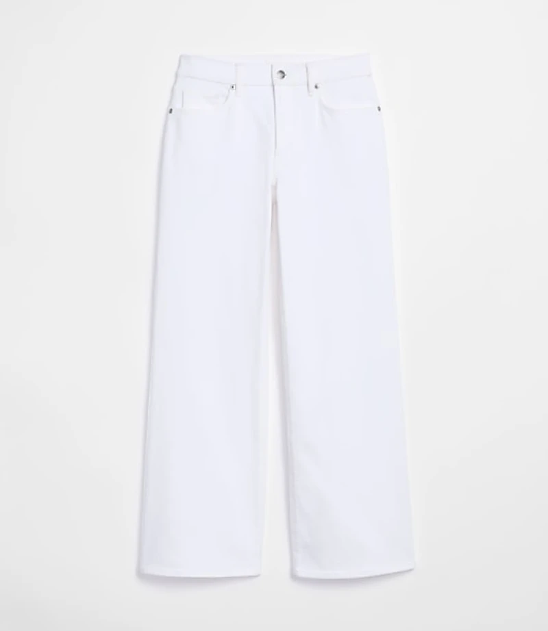 Rivete Curvy Mid Rise Wide Leg Jeans White