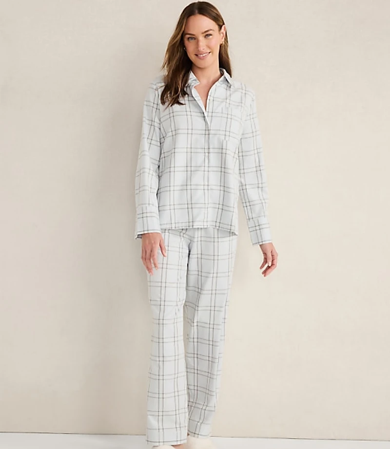 Haven Well Within Lightweight Flannel Windowpane Pajama Top