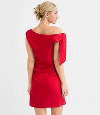 LOFT Beach Linen Cotton Shoulder Tie Ruched Mini Dress