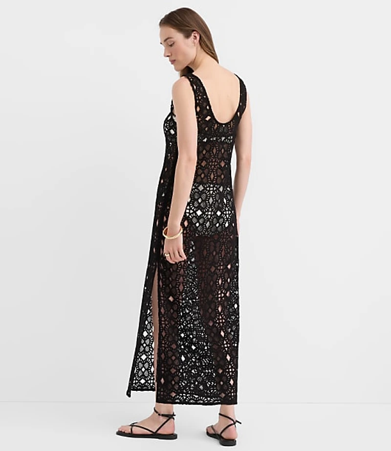 LOFT Beach Floral Crochet Maxi Swimsuit Coverup