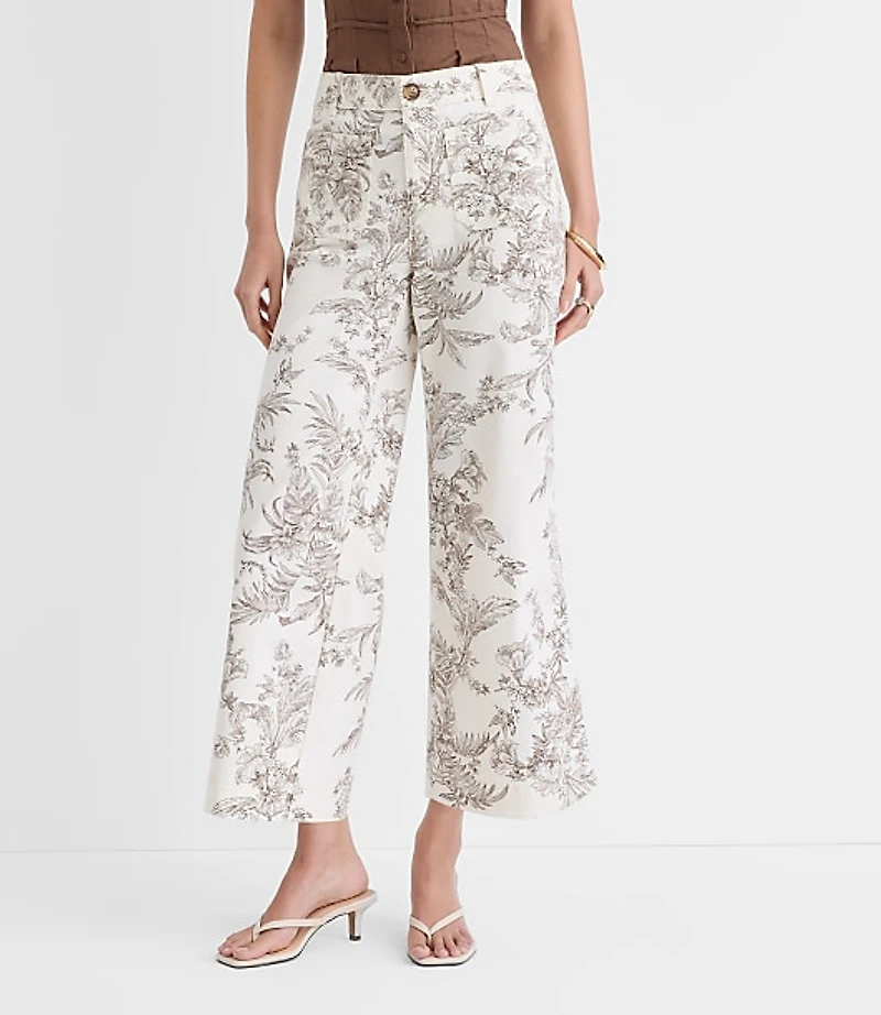 Petite Palmer Wide Leg Crop Pants Floral Toile