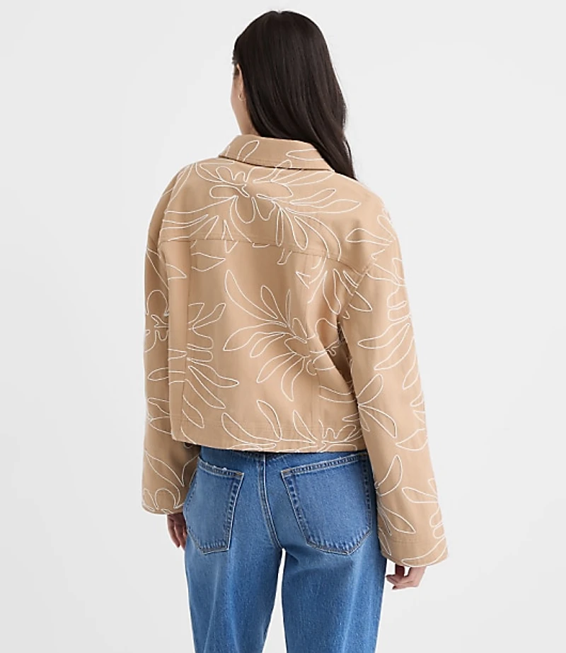 Petite Floral Embroidered Twill Jacket