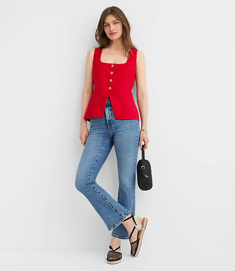Linen Blend Cutaway Pocket Vest