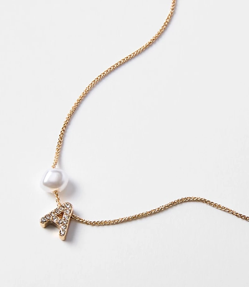 Pearlized Pave Initial Necklace