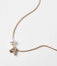 Pearlized Pave Initial Necklace