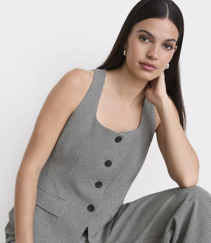 LOFT Versa Seasonless Stretch Halter Vest Mini Houndstooth