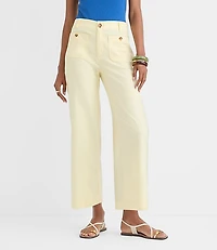 Petite Palmer Wide Leg Crop Pants in Cotton Linen