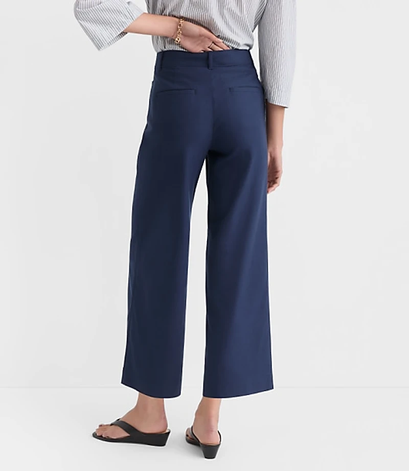 Petite Palmer Wide Leg Crop Pants Cotton Linen