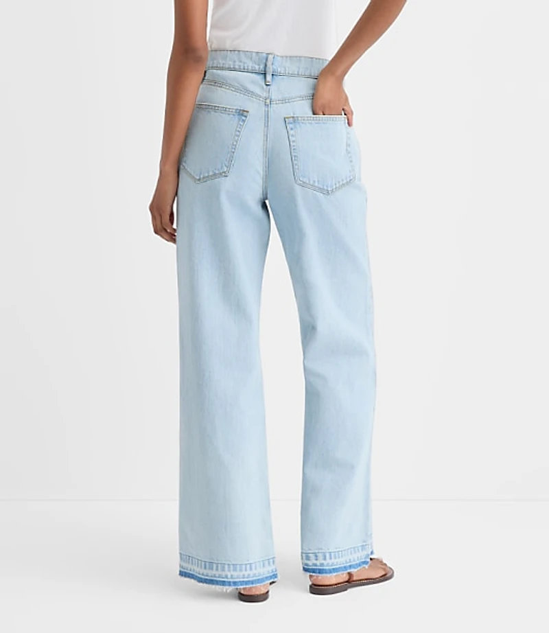 Rivete Unpicked High Rise Wide Leg Jeans Wave Wash