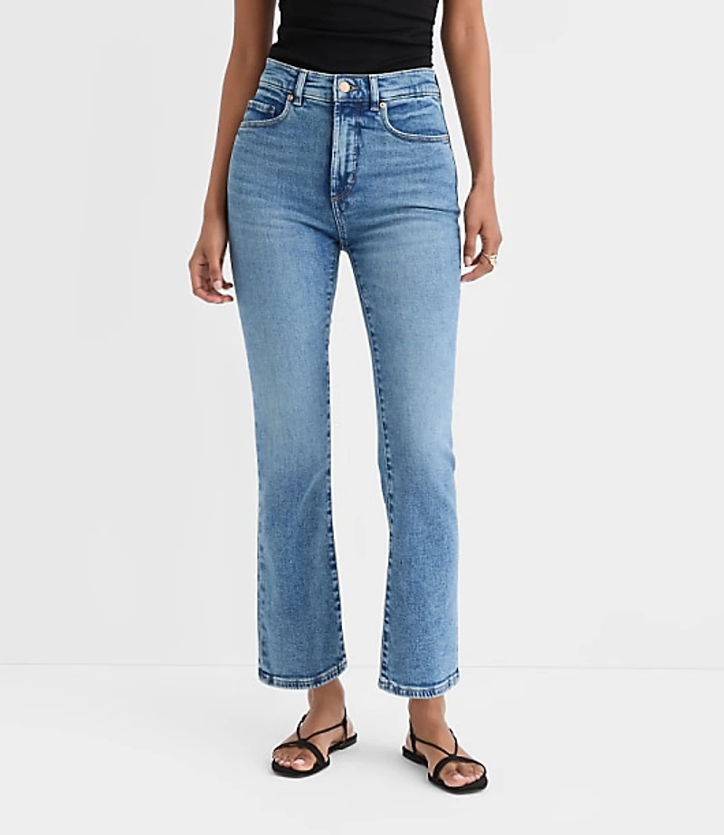 Rivete High Rise Kick Crop Jeans Authentic Mid Vintage Wash