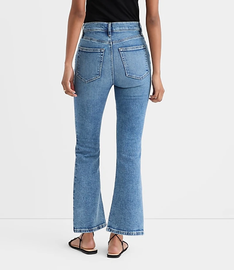 Rivete High Rise Kick Crop Jeans Authentic Mid Vintage Wash