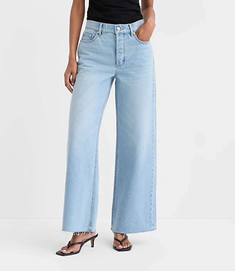 Rivete Fresh Cut High Rise Relaxed Wide Leg Jeans Wave Wash