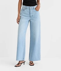 Rivete Fresh Cut High Rise Relaxed Wide Leg Jeans Wave Wash