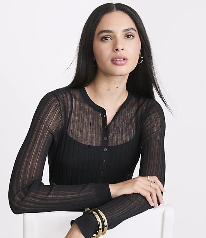 LOFT Versa Ribbed Henley Sweater