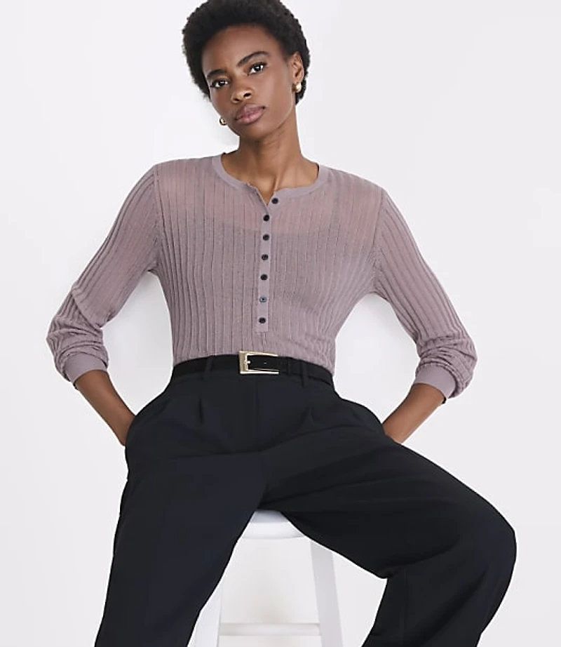 LOFT Versa Ribbed Henley Sweater