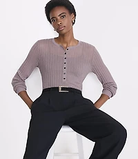 LOFT Versa Ribbed Henley Sweater