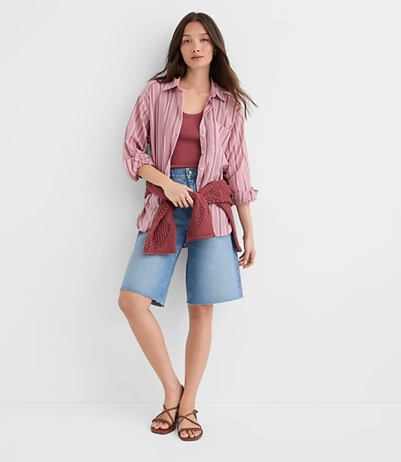 Striped Everyday Oversized Pocket Shirt