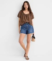 Petite Eyelet Puff Sleeve Blouse