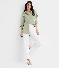 Petite Linen Cotton Everyday Oversized Pocket Shirt