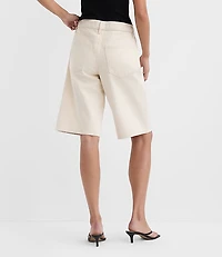 Rivete Curvy High Rise Denim Bermuda Shorts Ivory