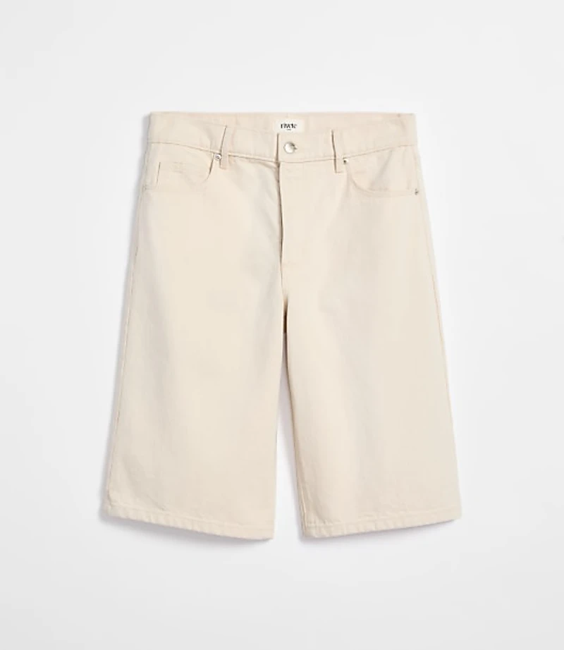 Rivete Curvy High Rise Denim Bermuda Shorts Ivory
