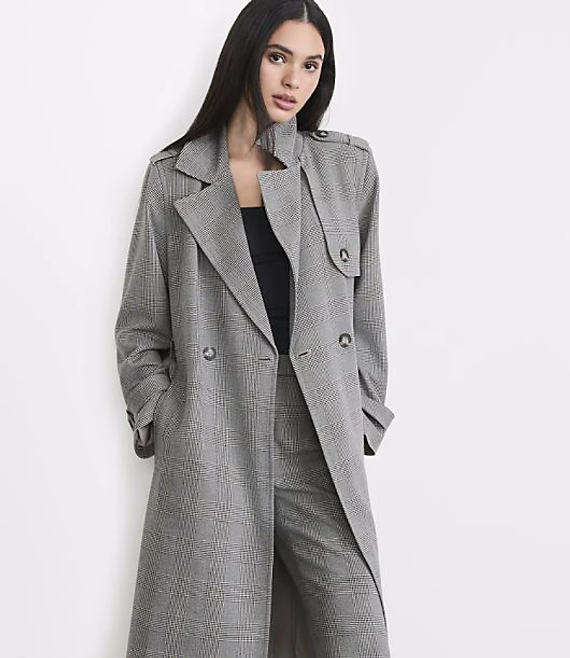 LOFT Versa Plaid Seasonless Stretch Trench Coat