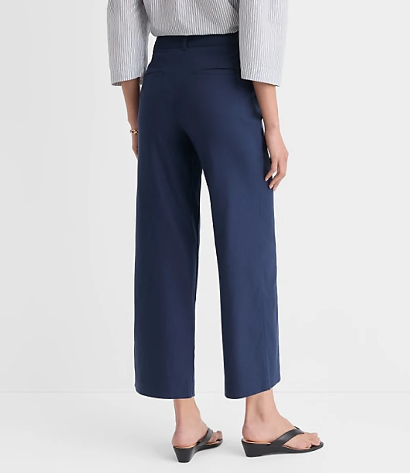 Curvy Palmer Wide Leg Crop Pants Cotton Linen