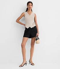 Shimmer Linen Cotton Wrap Tank Top
