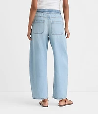 Rivete Utility High Rise Pull On Jeans Light Wash Indigo