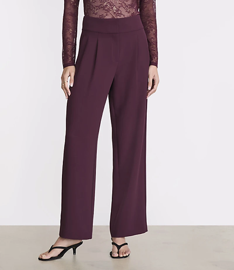 LOFT Versa Crepe Drape Pleated Wide Leg Pants
