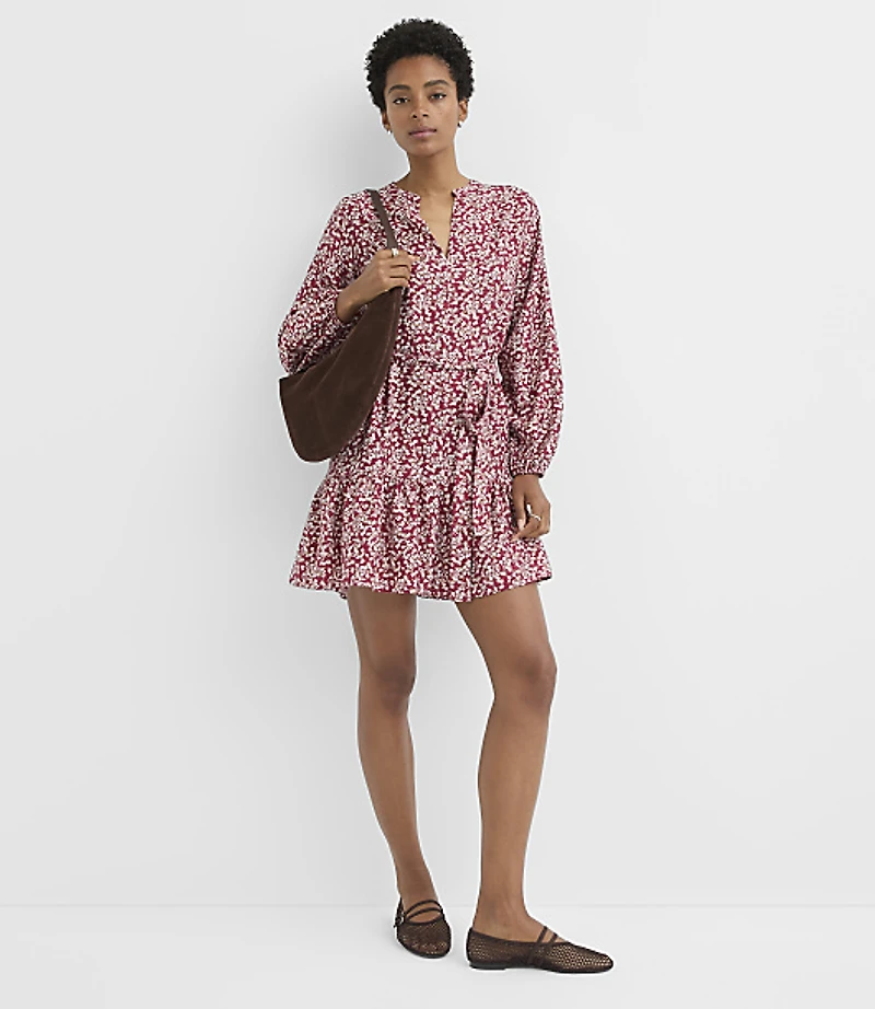 Garden Balloon Sleeve Mini Flounce Dress