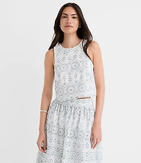 Petite Eyelet Poplin Shell