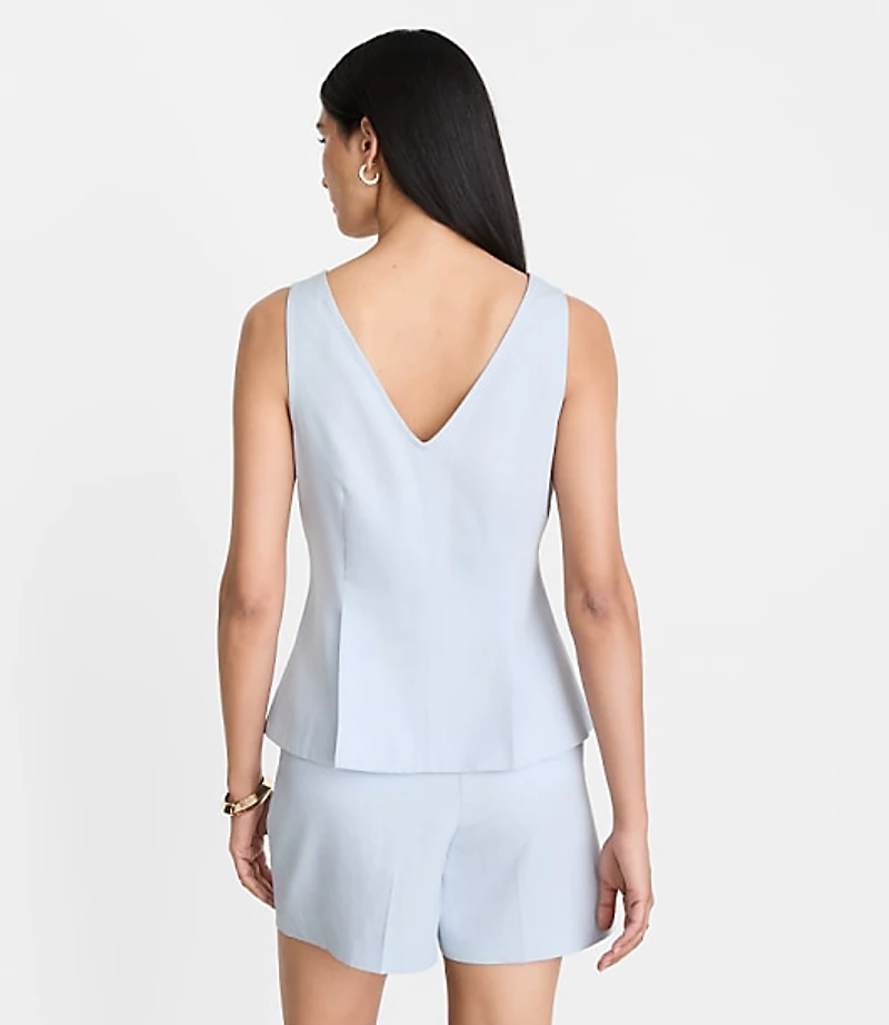 Petite LOFT Versa Pure Spun Double V Peplum Top