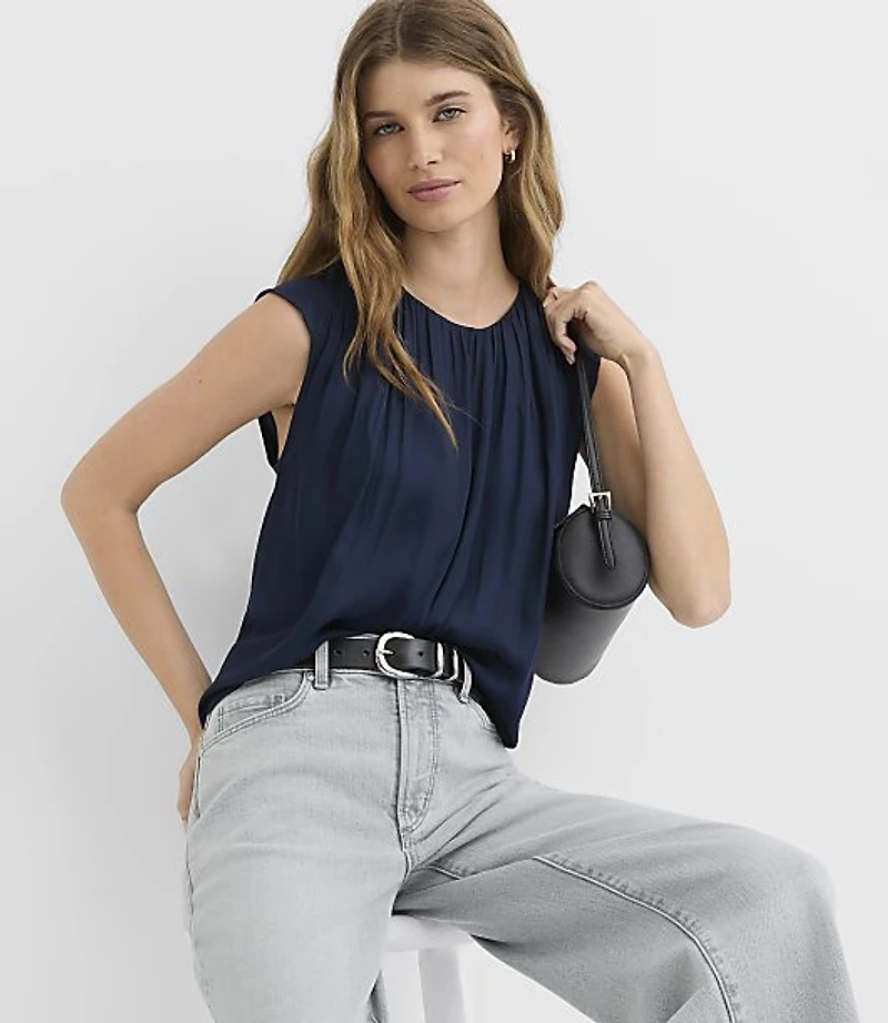 Shirred Wedge Top